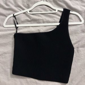 Aritzia Babaton One Shoulder Sculpt Knit Cropped Tank